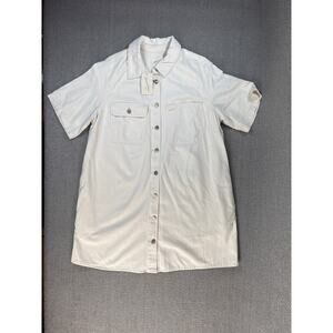 NWT Universal Thread Denim Dress Short Sleeve Casual Speckled Beige Size XXL